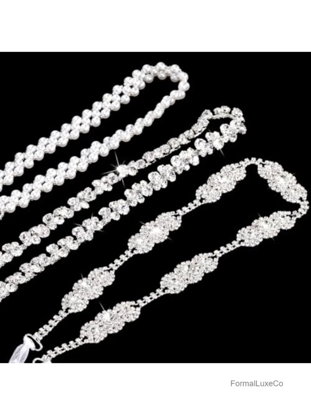 3 Pack Rhinestone Bridal Belts with Crystal Sash Pearl Wedding Belt